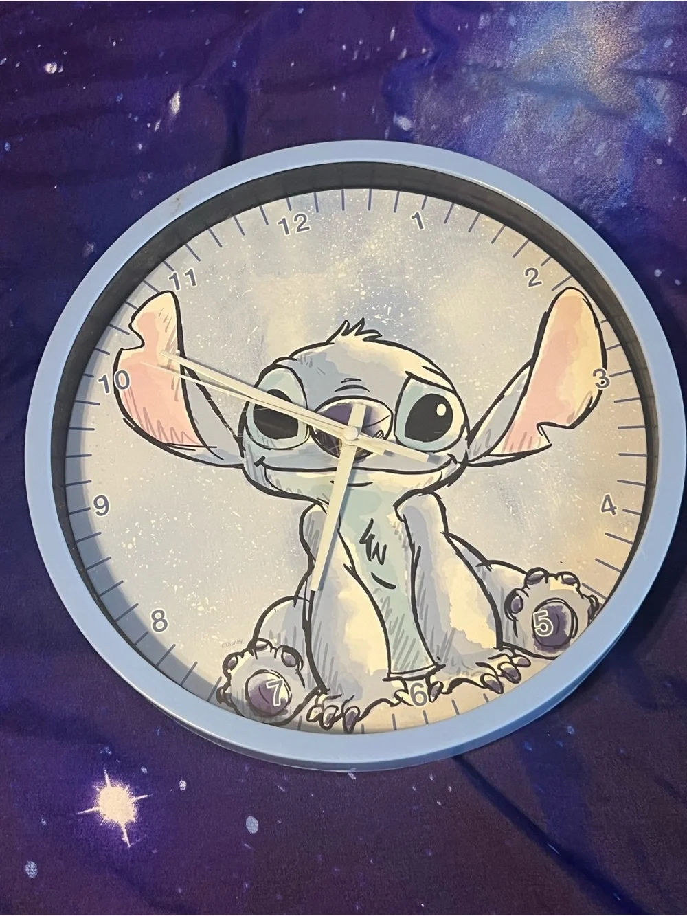 Disney Stitch Wall Clock in Light Blue with Pink Ear Accents
